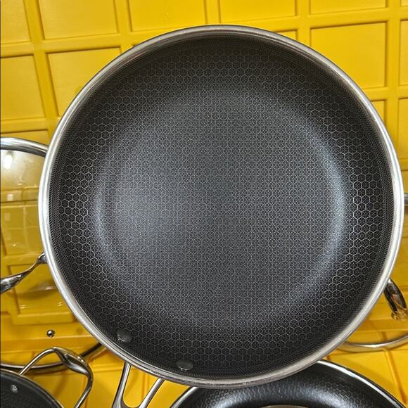 HEXCLAD 7 Piece Nonstick Stainless Steel Frying Pan Set 8 10 12" Lids Wok M $600 - Picture 7 of 10
